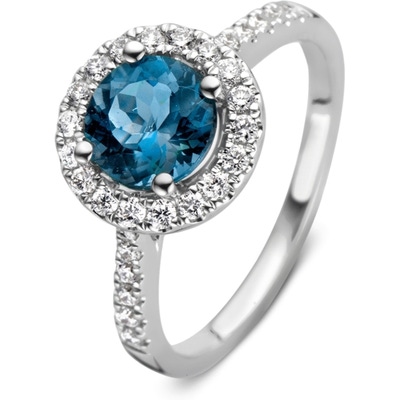Excellent Jewelry RG237348 14k witgouden ring met topaas en diamant