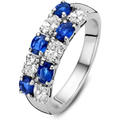Excellent Jewelry RG238042 14k witgouden ring met saffier en 0,70 ct diamant