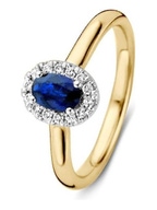 Excellent Jewelry RG415615 14 karaat gouden ring met saffier en 0,13 ct diamant