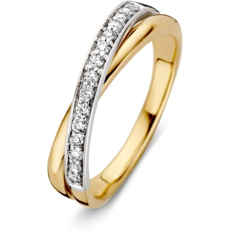 Excellent Jewelry RG415780 14k bicolor crossover ring diamant