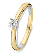 Excellent Jewelry RG416141 14 karaat bicolor gouden solitair ring met 0,19 ct diamant