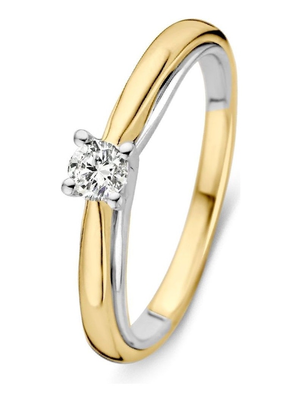 Excellent Jewelry RG416141 14 karaat bicolor gouden solitair ring met 0,19 ct diamant