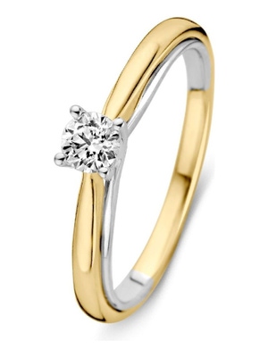 Excellent Jewelry RG416142 14 karaat bicolor gouden solitair ring met 0,31 ct diamant