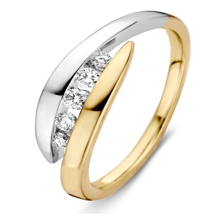 Excellent Jewelry RG416297 14 karaat bicolor gouden ring met 0,16 ct diamant