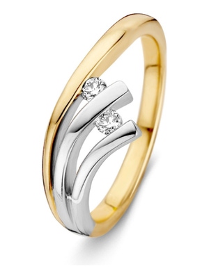 RG416298 14 karaat bicolor gouden ring met 0,10 ct diamant