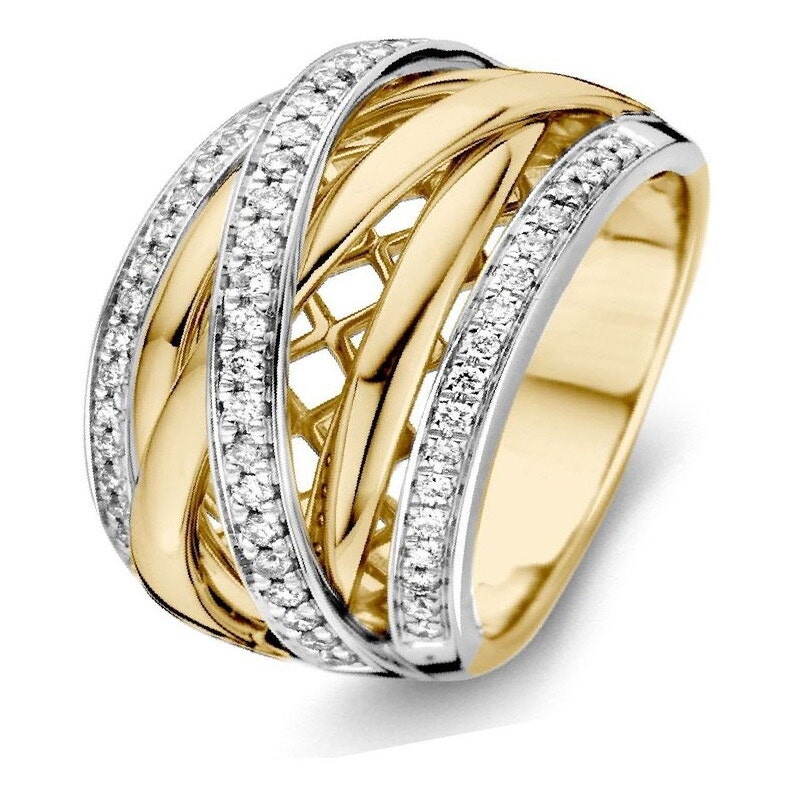 Excellent Jewelry RG416343 14 karaat bicolor gouden ring met 0,34 ct diamant
