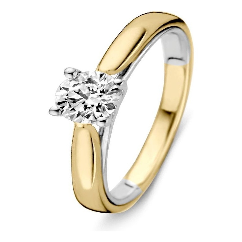 Excellent Jewelry RG416357 14 karaat bicolor gouden solitair ring met 0,40 ct diamant