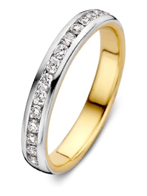 Excellent Jewelry RG417063 14 karaat bicolor gouden ring met 0,32 ct diamant