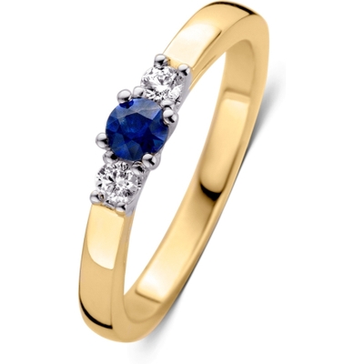 Excellent Jewelry RG437358 14k gouden ring met saffier en diamant
