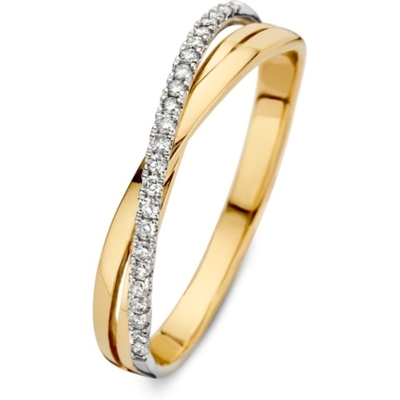 Excellent Jewelry RH417747 14k bicolor gouden crossover ring met 0,11 ct diamant