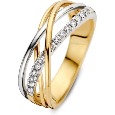 Excellent Jewelry RH417748 14k bicolor gouden crossover ring met 0,20 ct diamant