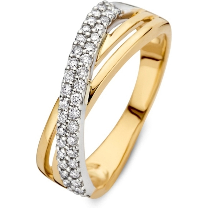 Excellent Jewelry RH417749 14k bicolor gouden crossover ring met 0,30 ct diamant