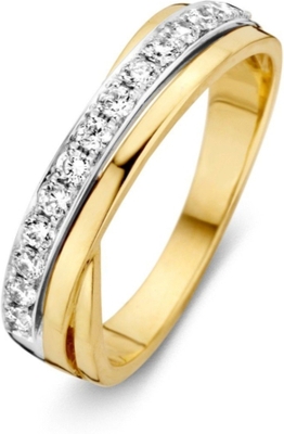 Excellent Jewelry RH426187 14k bicolor gouden crossover ring met zirkonia