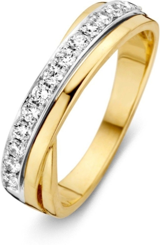 Excellent Jewelry RH426187 14k bicolor gouden crossover ring met zirkonia