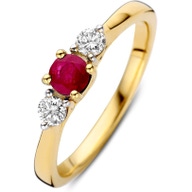 RK138263 14k gouden ring met robijn en 020 ct diamant