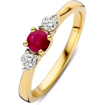 RK138263 14k gouden ring met robijn en 020 ct diamant