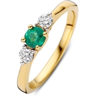 RK138265 14k gouden ring met smaragd en 020 ct diamant