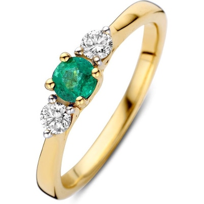RK138265 14k gouden ring met smaragd en 020 ct diamant