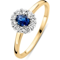Excellent Jewelry RP137028 14k gouden ring met saffier en 0,25 ct diamant