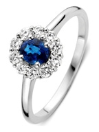 Excellent Jewelry RP216624 14 karaat witgouden ring met saffier en 0,35 ct diamant