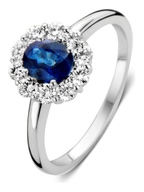 Excellent Jewelry RP216629 14 karaat witgouden ring met saffier en 0,45 ct diamant