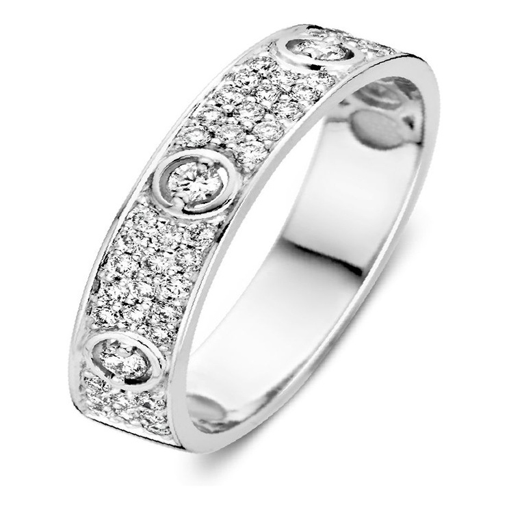 Excellent Jewelry RP216913 14 karaat witgouden ring 4,2 mm met 0,33 ct diamant