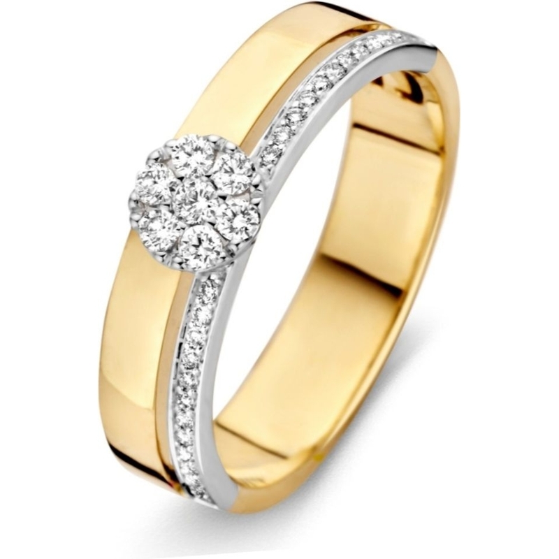 Excellent Jewelry RP415782 14k bicolor gouden ring met 0,22 ct diamant