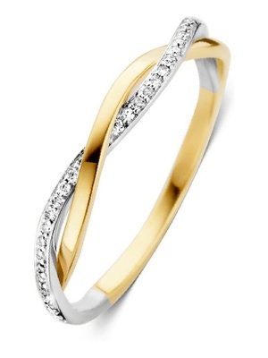Excellent Jewelry RP416634 14 karaat gouden bicolor ring 3,1 mm met 0,10 ct diamant