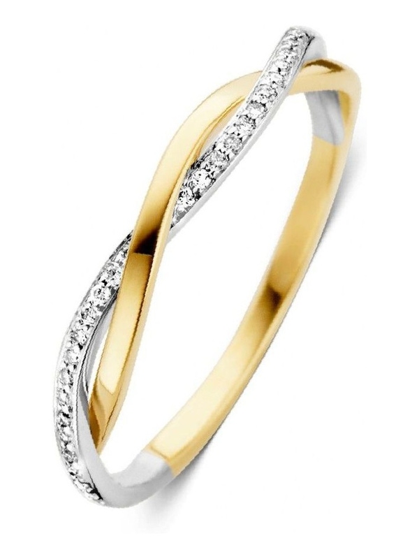Excellent Jewelry RP416634 14 karaat gouden bicolor ring 3,1 mm met 0,10 ct diamant