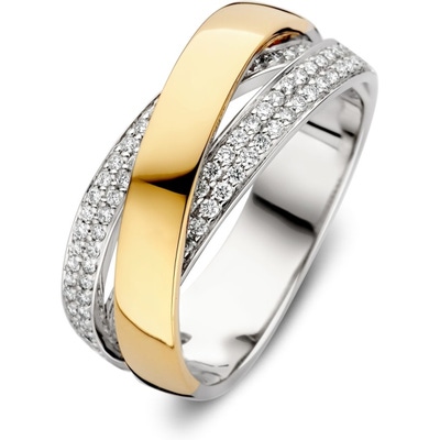 Excellent Jewelry RP417957 14k bicolor gouden crossover ring met 0,37 ct diamant