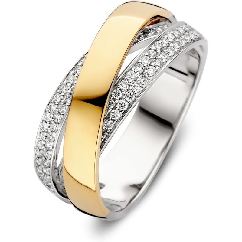 Excellent Jewelry RP417957 14k bicolor gouden crossover ring met 0,37 ct diamant