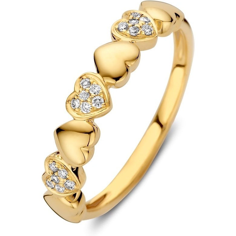Excellent Jewelry RX117909 14k gouden ring met hartjes 0,09 ct diamant
