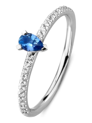 Excellent Jewelry RX237259 14k witgouden ring met saffier en diamant
