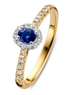 Excellent Jewelry RX437263 14k bicolor gouden ring met saffier en diamant