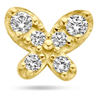 flat back piercing vlinder zirkonia 45 mm 14K geelgoud