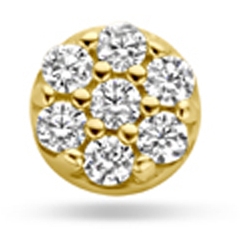 flat back piercing zirkonia 35 mm 14K geelgoud