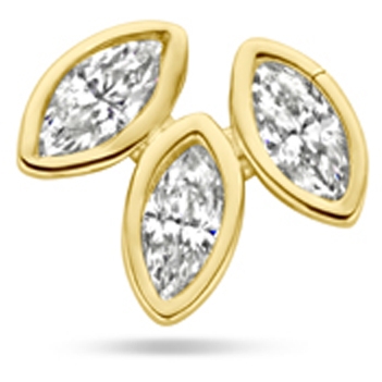 flat back piercing zirkonia 55 mm 14K geelgoud