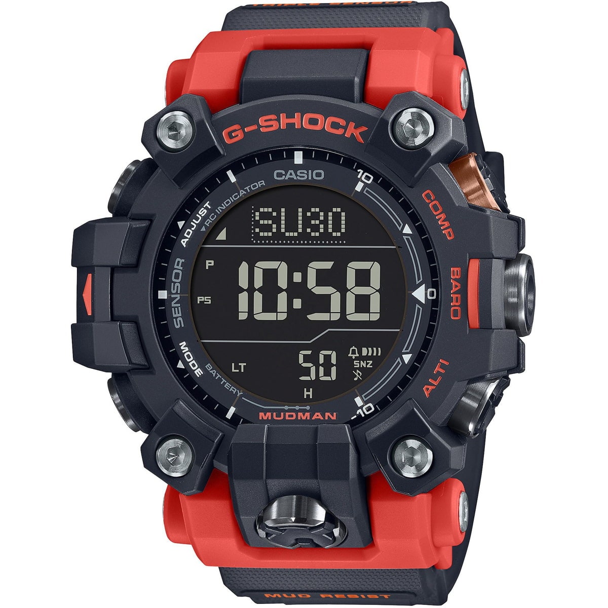 G-SHOCK GW-9500-1A4ER ブラック/レッド G-Shock GW-9500-1A4ER Mudman radiogestuurd