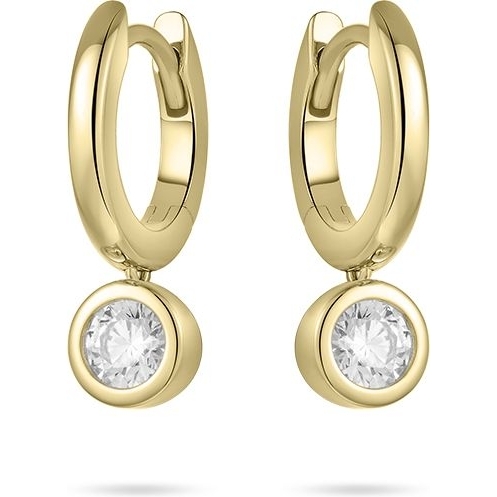 Gisser Jewels KC1032Y Goudkleurige oorringen met zirkonia hanger