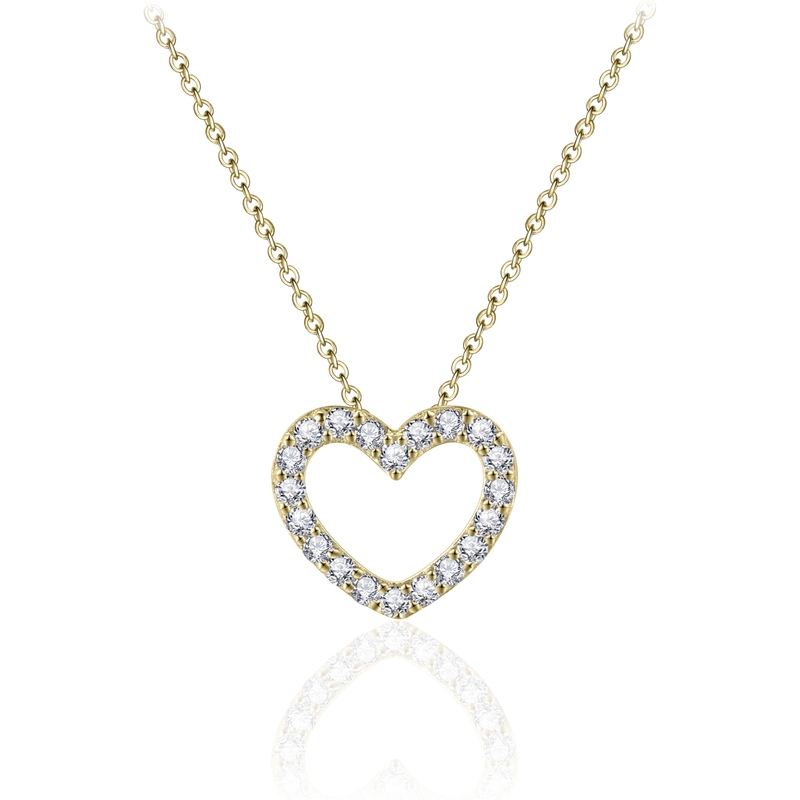Gisser Jewels N1024Y Goudkleurige ketting met hartje zirkonia