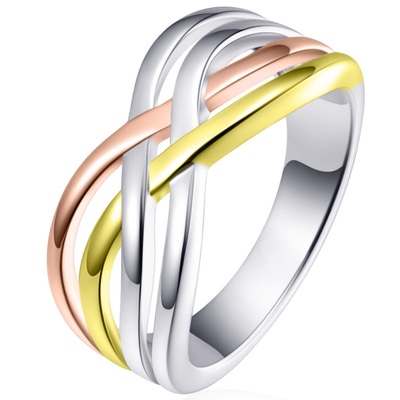 Gisser Jewels R076T Zilveren tricolor ring
