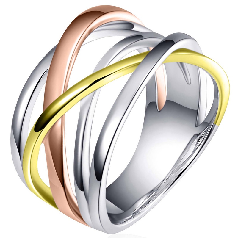 Gisser Jewels R083T Zilveren tricolor ring