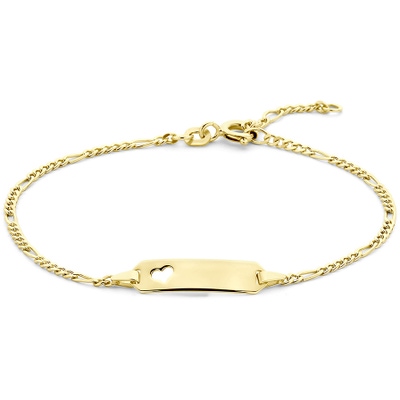graveerarmband hart plaat 53 mm 155 - 19 cm 14K geelgoud