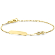 graveerarmband infinity zirkonia 11 - 13 cm 14K geelgoud