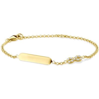 graveerarmband infinity zirkonia 11 - 13 cm 14K geelgoud