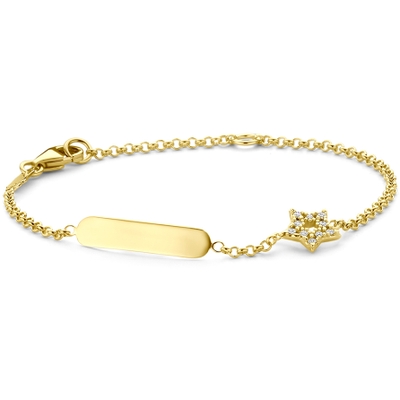 graveerarmband ster zirkonia 11 - 13 cm 14K geelgoud