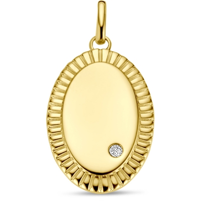 graveerhanger diamant 001ct h p 14K geelgoud