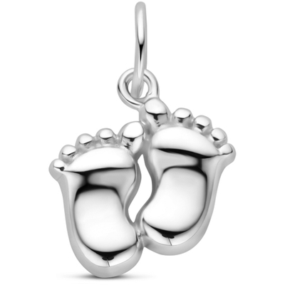 hanger baby voetjes 16 mm zilver gerhodineerd