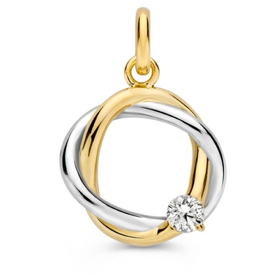 HB428226 14k bicolor gouden hanger met zirkonia 13 mm