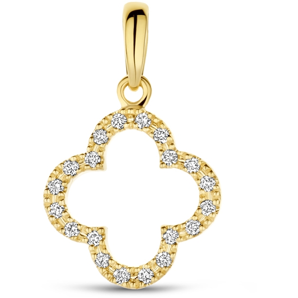 hanger bloem diamant 007ct h si 17 mm 14K geelgoud